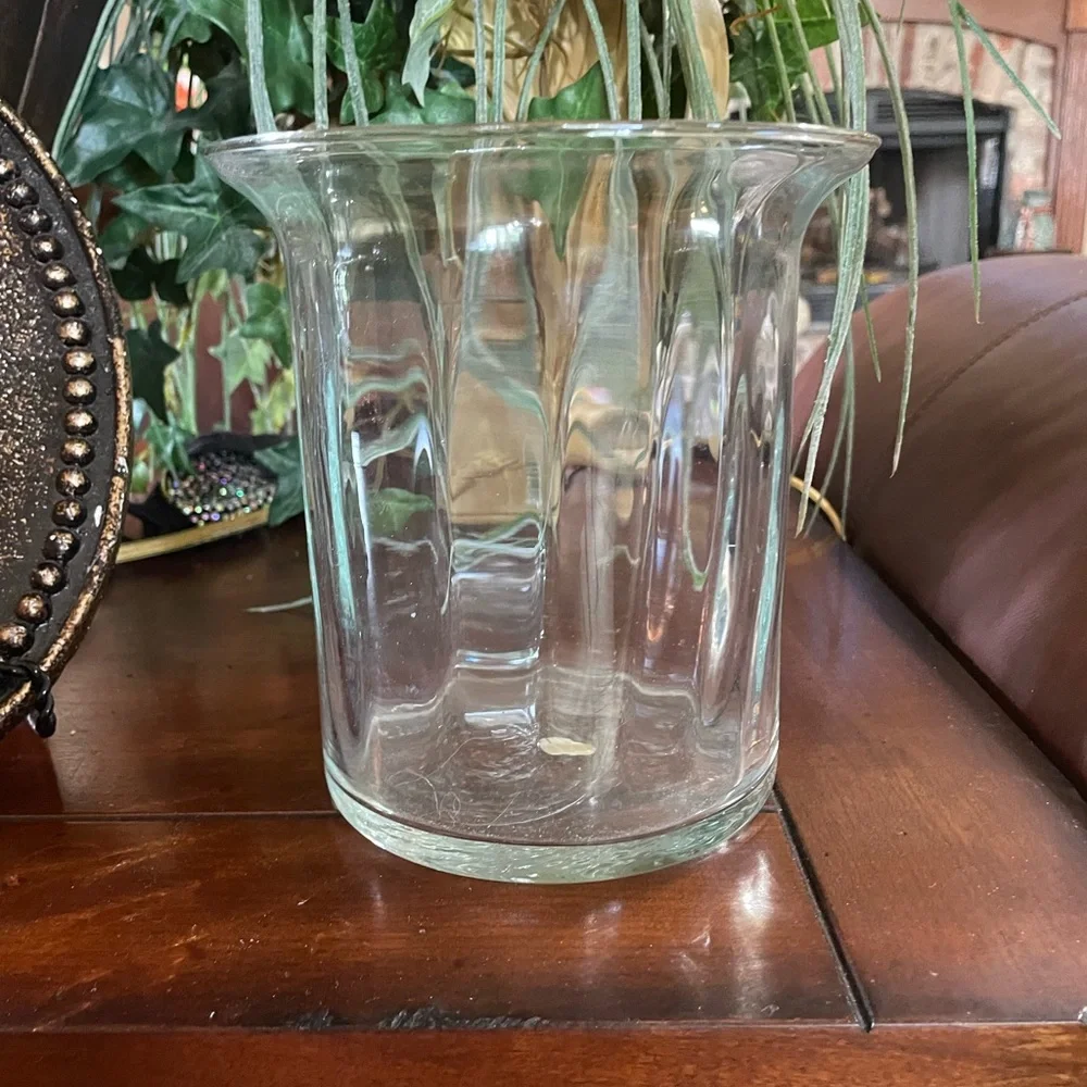 Vintage OLD FASHION ICE BUCKET clear glass 6”x 6 1/2” a variety of uses Elegant!